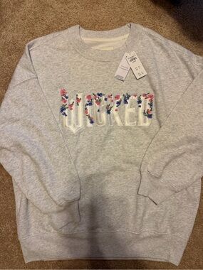 Wicked Floral Appliqué Gray Sweatshirt
